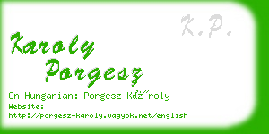karoly porgesz business card